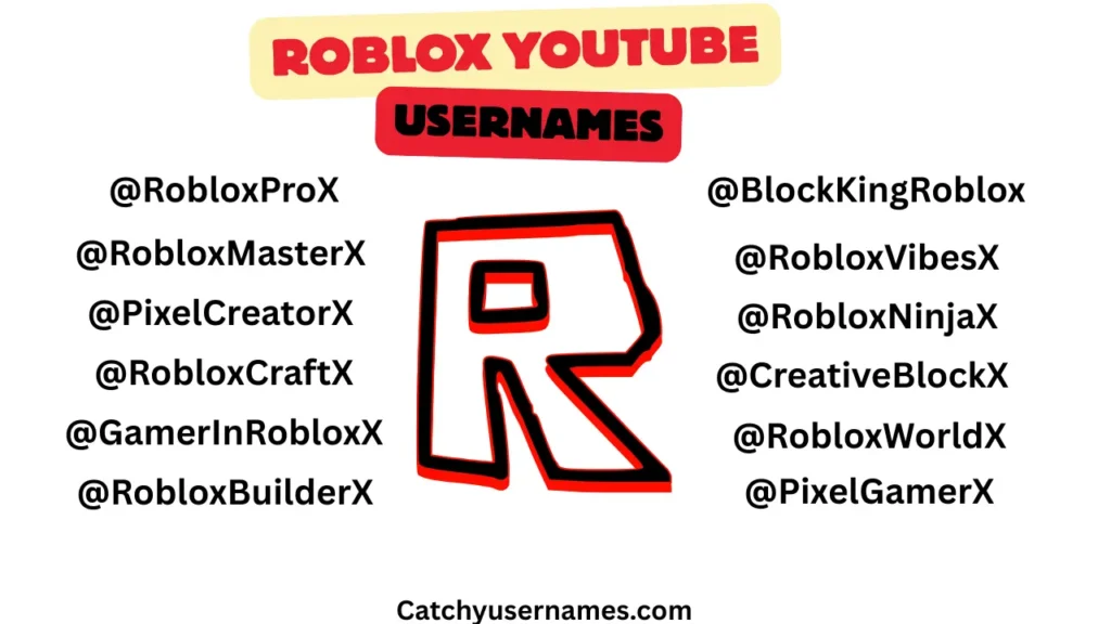 Roblox YouTubers Username  ideas