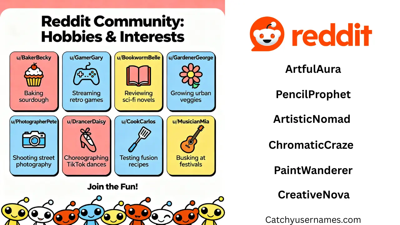 Reddit Usernames for Hobbies & Interests Communities