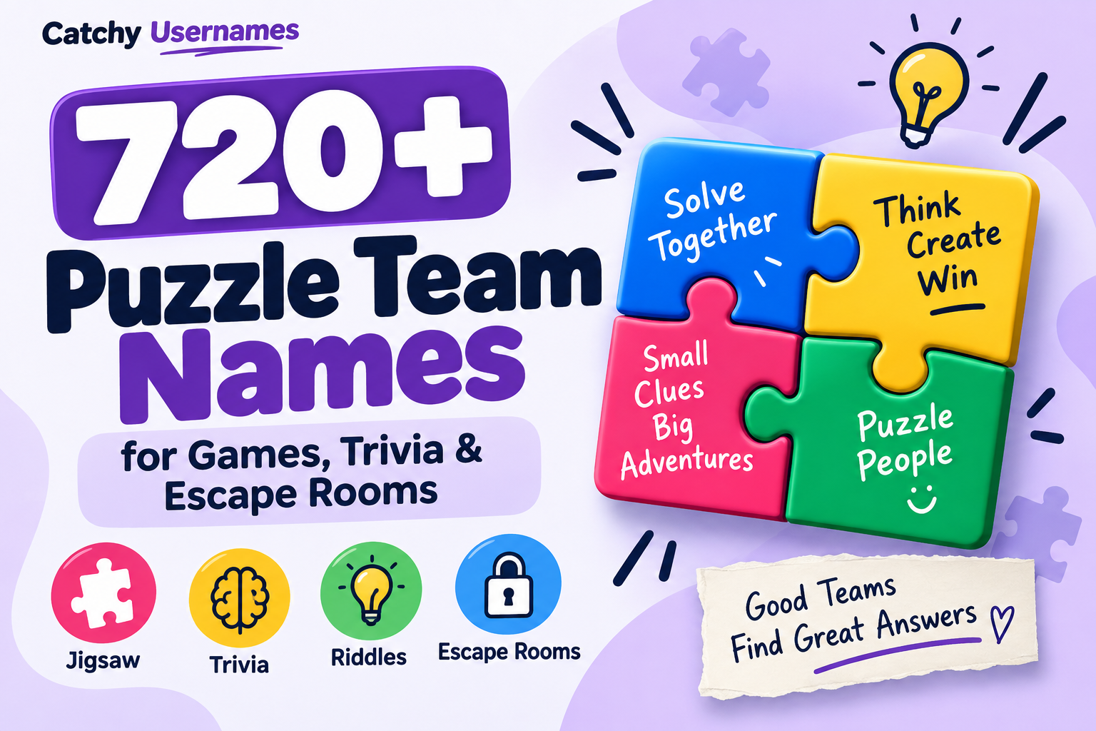 720+ Best Puzzle Team Names for Games, Trivia & Escape Rooms